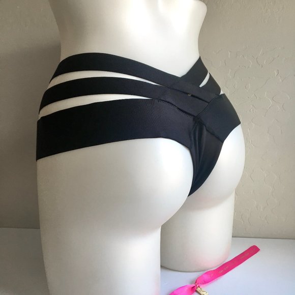 VICTORIAS SECRET SEXY BANDED STRAPPY CHEEKY PANTY NWT RARE - Picture 8 of 11